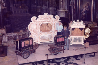 23 Septembre 1984 : concert d'orgues de barbarie église St Merri à Paris, 4 orgues Bigaud sont présentés au public